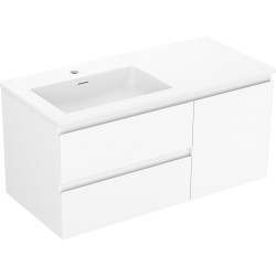 MEXEN/S - Orio kúpeľňová skrinka 100 cm s umývadlom Otis ľavá, 2S, 1D, biela mat (91A13-10047-3-BBFFF01-W18L01)