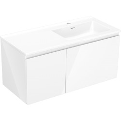 MEXEN/S - Orio kúpeľňová skrinka 100 cm s umývadlom Otis pravá, 1S, 1D, biela lesk (91A13-10047-3-BBFF00-W18P00)