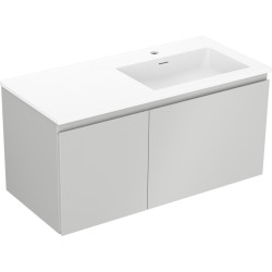 MEXEN/S - Orio kúpeľňová skrinka 100 cm s umývadlom Otis pravá, 1S, 1D, sivá mat/biela mat (91A13-10047-3-BBFF62-W18P01)