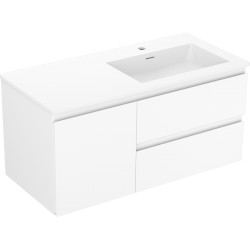 MEXEN/S - Orio kúpeľňová skrinka 100 cm s umývadlom Otis pravá, 2S, 1D, biela mat (91A13-10047-3-BBFFF01-W18P01)
