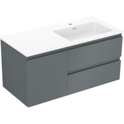 MEXEN/S - Orio kúpeľňová skrinka 100 cm s umývadlom Otis pravá, 2S, 1D, grafit mat/biela mat (91A13-10047-3-BBFFF66-W18P01)