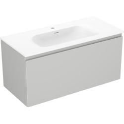 MEXEN/S - Orio kúpeľňová skrinka 100 cm s umývadlom Vela, 1 šuplík, sivá mat/biela mat (91A10-10047-1-BF62-W23M01)