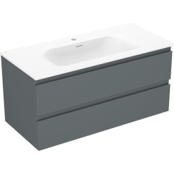 MEXEN/S - Orio kúpeľňová skrinka 100 cm s umývadlom Vela, 2 zásuvky, grafit mat/biela mat (91A10-10047-2-BFF66-W23M01)