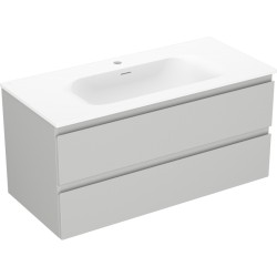 MEXEN/S - Orio kúpeľňová skrinka 100 cm s umývadlom Vela, 2 zásuvky, sivá mat/biela mat (91A10-10047-2-BFF62-W23M01)