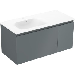 MEXEN/S - Orio kúpeľňová skrinka 100 cm s umývadlom Vela ľavá, 1S, 1D, grafit mat/biela mat (91A13-10047-3-BBFF66-W23L01)
