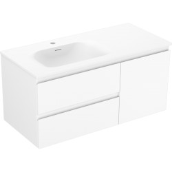 MEXEN/S - Orio kúpeľňová skrinka 100 cm s umývadlom Vela ľavá, 2S, 1D, biela mat (91A13-10047-3-BBFFFF01-W23L01)