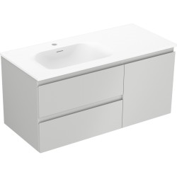 MEXEN/S - Orio kúpeľňová skrinka 100 cm s umývadlom Vela ľavá, 2S, 1D, sivá mat/biela mat (91A13-10047-3-BBFFF62-W23L01)