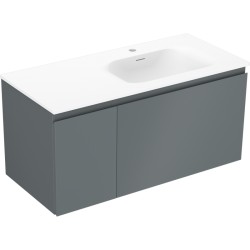 MEXEN/S - Orio kúpeľňová skrinka 100 cm s umývadlom Vela pravá, 1S, 1D, grafit mat/biela mat (91A13-10047-3-BBFF66-W23P01)