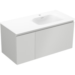 MEXEN/S - Orio kúpeľňová skrinka 100 cm s umývadlom Vela pravá, 1S, 1D, sivá mat/biela mat (91A13-10047-3-BBFF62-W23P01)