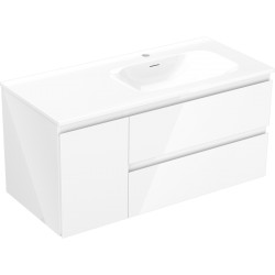 MEXEN/S - Orio kúpeľňová skrinka 100 cm s umývadlom Vela pravá, 2S, 1D, biela lesk (91A13-10047-3-BBFFF00-W23P00)