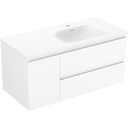 MEXEN/S - Orio kúpeľňová skrinka 100 cm s umývadlom Vela pravá, 2S, 1D, biela mat (91A13-10047-3-BBFFFF01-W23P01)