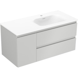MEXEN/S - Orio kúpeľňová skrinka 100 cm s umývadlom Vela pravá, 2S, 1D, sivá mat/biela mat (91A13-10047-3-BBFFF62-W23P01)