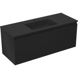 MEXEN/S - Orio kúpeľňová skrinka 120 cm s umývadlom Otis, 1 šuplík, čierna mat (91A10-12047-1-BF71-W18M71)