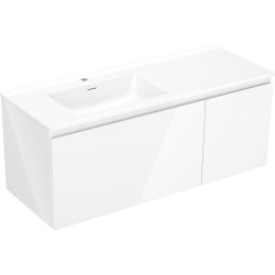 MEXEN/S - Orio kúpeľňová skrinka 120 cm s umývadlom Otis ľavá, 1S, 1D, biela lesk (91A13-12047-3-BBFF00-W18L00)