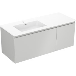 MEXEN/S - Orio kúpeľňová skrinka 120 cm s umývadlom Otis ľavá, 1S, 1D, sivá mat/biela mat (91A13-12047-3-BBFF62-W18L01)