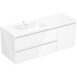 MEXEN/S - Orio kúpeľňová skrinka 120 cm s umývadlom Otis ľavá, 2S, 1D, biela lesk (91A13-12047-3-BBFFF00-W18L00)