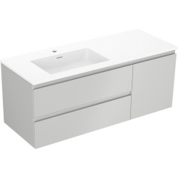 MEXEN/S - Orio kúpeľňová skrinka 120 cm s umývadlom Otis ľavá, 2S, 1D, sivá mat/biela mat (91A13-12047-3-BBFFF62-W18L01)