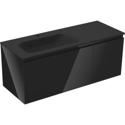 MEXEN/S - Orio kúpeľňová skrinka 120 cm s umývadlom Vela ľavá, 1S, 1D, čierna lesk/čierna mat (91A13-12047-3-BBFF70-W23L71)
