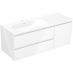 MEXEN/S - Orio kúpeľňová skrinka 120 cm s umývadlom Vela ľavá, 2S, 1D, biela lesk (91A13-12047-3-BBFFF00-W23L00)