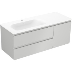 MEXEN/S - Orio kúpeľňová skrinka 120 cm s umývadlom Vela ľavá, 2S, 1D, sivá mat/biela mat (91A13-12047-3-BBFFF62-W23L01)