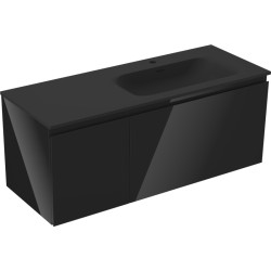 MEXEN/S - Orio kúpeľňová skrinka 120 cm s umývadlom Vela pravá, 1S, 1D, čierna lesk/čierna mat (91A13-12047-3-BBFF70-W23P71)