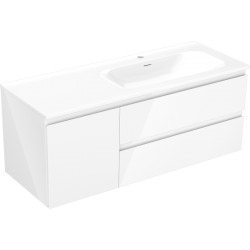 MEXEN/S - Orio kúpeľňová skrinka 120 cm s umývadlom Vela pravá, 2S, 1D, biela lesk (91A13-12047-3-BBFFF00-W23P00)