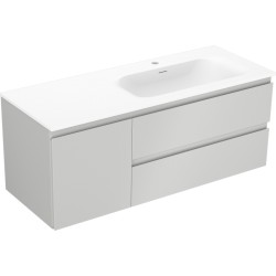 MEXEN/S - Orio kúpeľňová skrinka 120 cm s umývadlom Vela pravá, 2S, 1D, sivá mat/biela mat (91A13-12047-3-BBFFF62-W23P01)