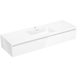 MEXEN/S - Orio kúpeľňová skrinka 140 cm s umývadlom Otis, 1 šuplík, biela lesk (91A10-14023-1-BF00-W18M00)