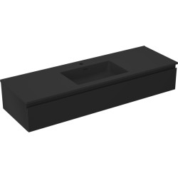 MEXEN/S - Orio kúpeľňová skrinka 140 cm s umývadlom Otis, 1 šuplík, čierna mat (91A10-14023-1-BF71-W18M71)