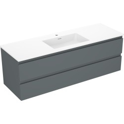 MEXEN/S - Orio kúpeľňová skrinka 140 cm s umývadlom Otis, 2 zásuvky, grafit mat/biela mat (91A10-14047-2-BFF66-W18M01)