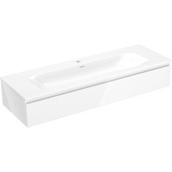 MEXEN/S - Orio kúpeľňová skrinka 140 cm s umývadlom Vela, 1 šuplík, biela lesk (91A10-14023-1-BF00-W23M00)