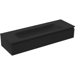 MEXEN/S - Orio kúpeľňová skrinka 140 cm s umývadlom Vela, 1 šuplík, čierna mat (91A10-14023-1-BF71-W23M71)