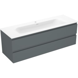 MEXEN/S - Orio kúpeľňová skrinka 140 cm s umývadlom Vela, 2 zásuvky, grafit mat/biela mat (91A10-14047-2-BFF66-W23M01)
