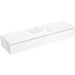 MEXEN/S - Orio kúpeľňová skrinka 160 cm s umývadlom Otis, 1 šuplík, biela lesk (91A10-16023-1-BF00-W18M00)