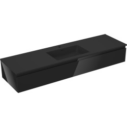 MEXEN/S - Orio kúpeľňová skrinka 160 cm s umývadlom Otis, 1 šuplík, čierna lesk/čierna mat (91A10-16023-1-BF70-W18M71)
