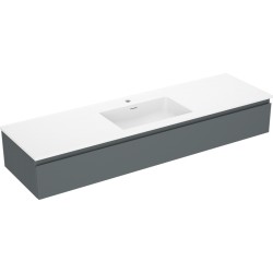 MEXEN/S - Orio kúpeľňová skrinka 160 cm s umývadlom Otis, 1 šuplík, grafit mat/biela mat (91A10-16023-1-BF66-W18M01)