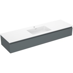 MEXEN/S - Orio kúpeľňová skrinka 160 cm s umývadlom Otis, 1 šuplík, grafit mat/biela mat (91A10-16023-1-BF66-W18M01)