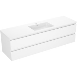 MEXEN/S - Orio kúpeľňová skrinka 160 cm s umývadlom Otis, 2 zásuvky, biela mat (91A10-16047-2-BFF01-W18M01)