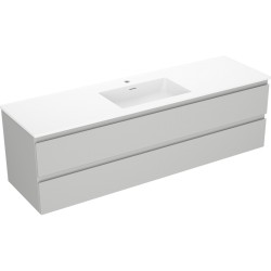 MEXEN/S - Orio kúpeľňová skrinka 160 cm s umývadlom Otis, 2 zásuvky, sivá mat/biela mat (91A10-16047-2-BFF62-W18M01)