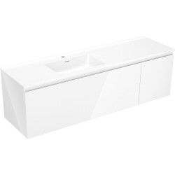 MEXEN/S - Orio kúpeľňová skrinka 160 cm s umývadlom Otis ľavá, 1S, 1D, biela lesk (91A13-16047-3-BBFF00-W18L00)