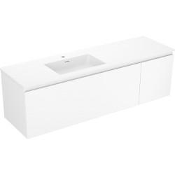 MEXEN/S - Orio kúpeľňová skrinka 160 cm s umývadlom Otis ľavá, 1S, 1D, biela mat (91A13-16047-3-BBFF01-W18L01)