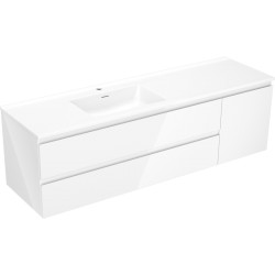 MEXEN/S - Orio kúpeľňová skrinka 160 cm s umývadlom Otis ľavá, 2S, 1D, biela lesk (91A13-16047-3-BBFFF00-W18L00)