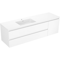 MEXEN/S - Orio kúpeľňová skrinka 160 cm s umývadlom Otis ľavá, 2S, 1D, biela mat (91A13-16047-3-BBFFF01-W18L01)