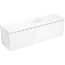MEXEN/S - Orio kúpeľňová skrinka 160 cm s umývadlom Otis pravá, 1S, 1D, biela lesk (91A13-16047-3-BBFF00-W18P00)