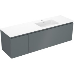 MEXEN/S - Orio kúpeľňová skrinka 160 cm s umývadlom Otis pravá, 1S, 1D, grafit mat/biela mat (91A13-16047-3-BBFF66-W18P01)