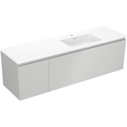 MEXEN/S - Orio kúpeľňová skrinka 160 cm s umývadlom Otis pravá, 1S, 1D, sivá mat/biela mat (91A13-16047-3-BBFF62-W18P01)