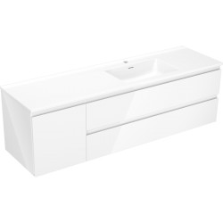 MEXEN/S - Orio kúpeľňová skrinka 160 cm s umývadlom Otis pravá, 2S, 1D, biela lesk (91A13-16047-3-BBFFF00-W18P00)