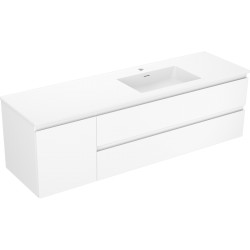 MEXEN/S - Orio kúpeľňová skrinka 160 cm s umývadlom Otis pravá, 2S, 1D, biela mat (91A13-16047-3-BBFFF01-W18P01)