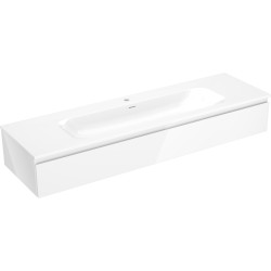 MEXEN/S - Orio kúpeľňová skrinka 160 cm s umývadlom Vela, 1 šuplík, biela lesk (91A10-16023-1-BF00-W23M00)