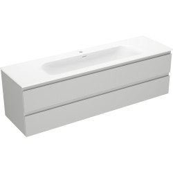 MEXEN/S - Orio kúpeľňová skrinka 160 cm s umývadlom Vela, 2 zásuvky, sivá mat/biela mat (91A10-16047-2-BFF62-W23M01)